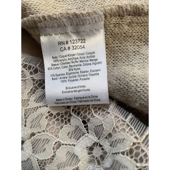 One September ANTHROPOLOGIE Rosanella Tan Pleated Lace Knit Tunic Top sz XS - Picture 7 of 7